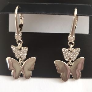 DKNY Gold-Tone Pavé Butterfly Double Drop Earrings
